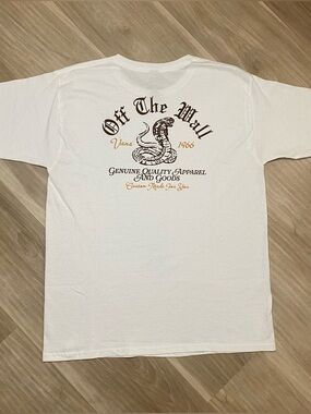 Vans Teen White Tee with Brown and Gold Cobra Graphic Crewneck XL 14+